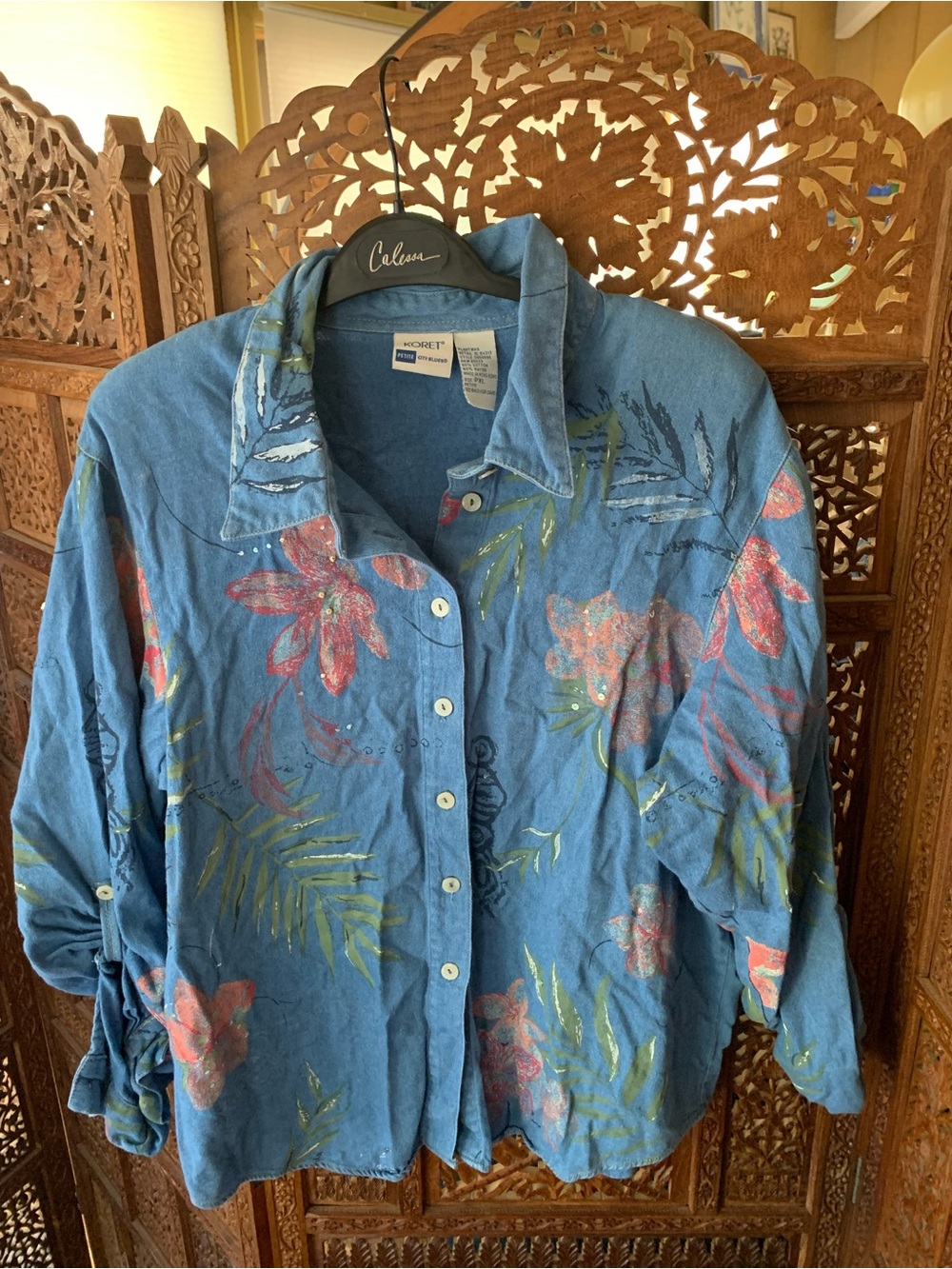 Koret Light Blue Denim-Look Button Shirt